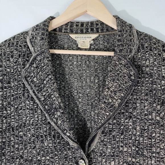 Exclusively MISOOK Marled Black Sparkle Button-Up Long Sleeve Collared Jacket XL - Picture 4 of 12